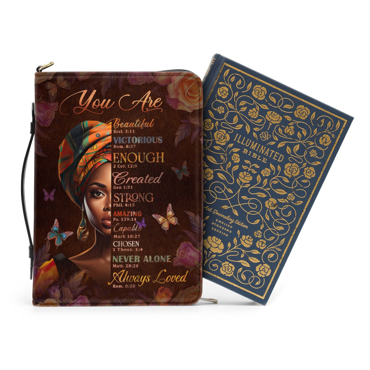 You Are Never Alone Leather Book Cover, Personalized Bible Cover With Handle, Spiritual Gift For Christian People, Christian Gift, Bible Covers Jesus Gifts